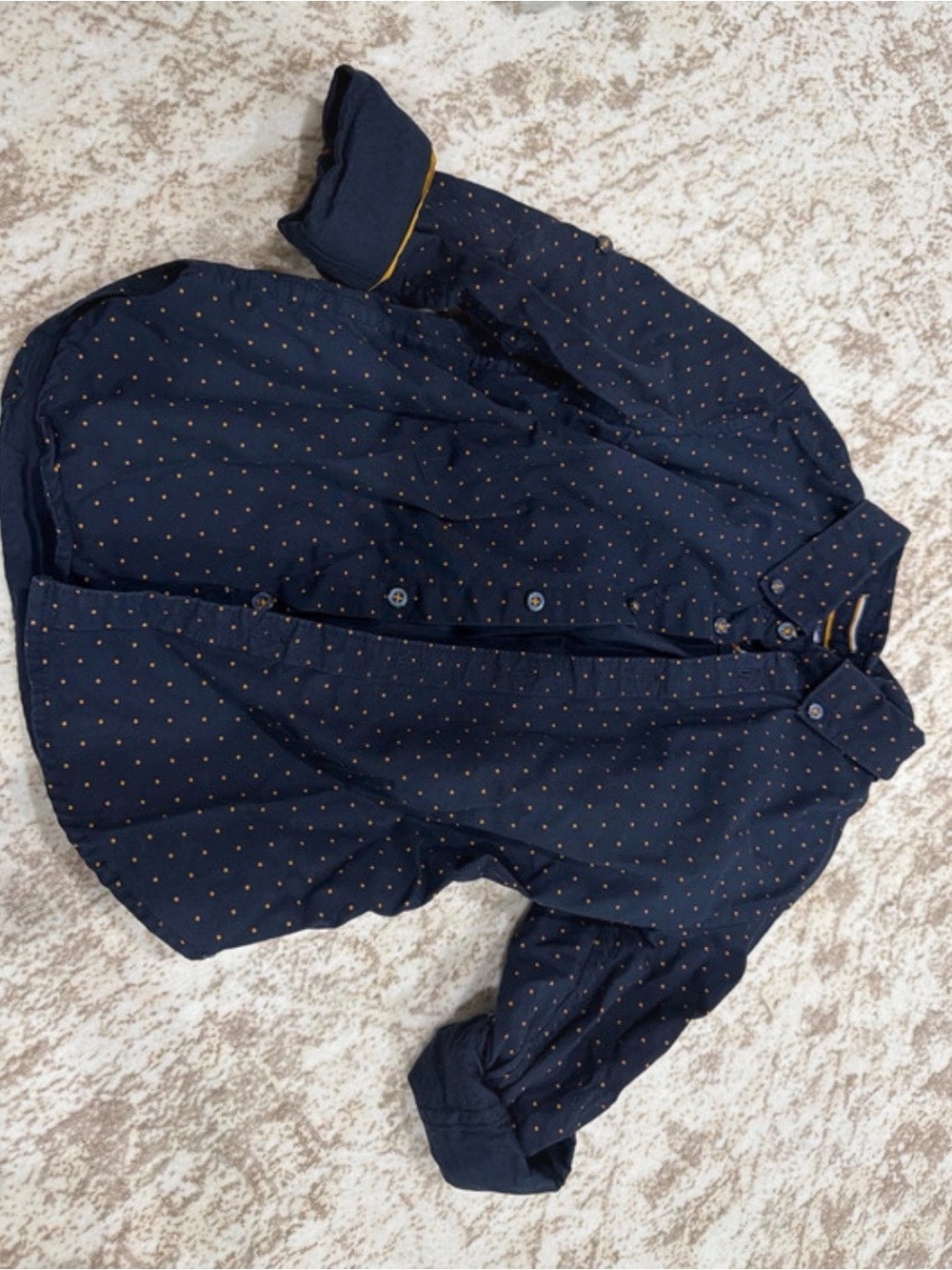 Kids' Navy Dot-Print Button-Down Shirt